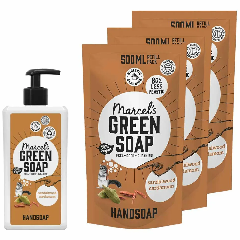 Marcel's Green Soap Sandelwood & Cardemon Handzeep Pakket^Marcels Green Soap New