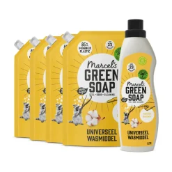 Marcel's Green Soap Wasmiddel Katoen & Vanille 23 Wasbeurten + 4 Navullingen Pakket^Marcels Green Soap