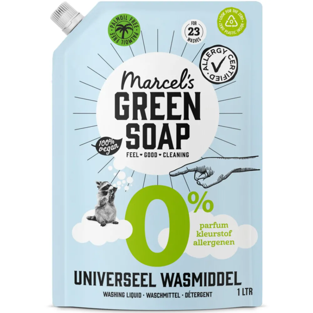 Wasmiddel<Marcels Green Soap Marcel's Green Soap Wasmiddel Universeel 0% Navulling 1000 ml