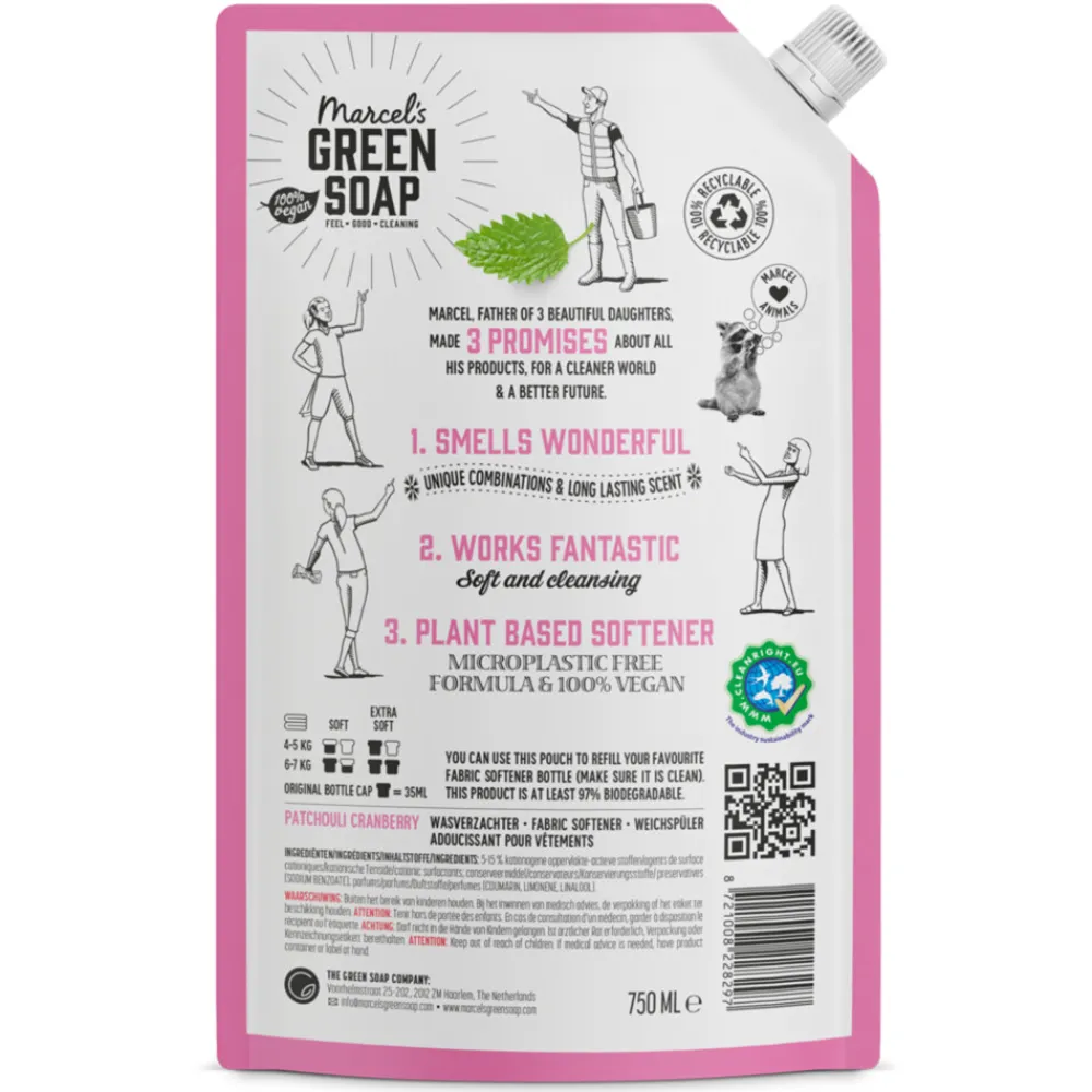 Wasverzachter<Marcels Green Soap Marcel's Green Soap Wasverzachter Patchouli & Cranberry Navulling 750 ml