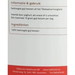 Superfoods<Mattisson Goji Bessen Droog 350 gr