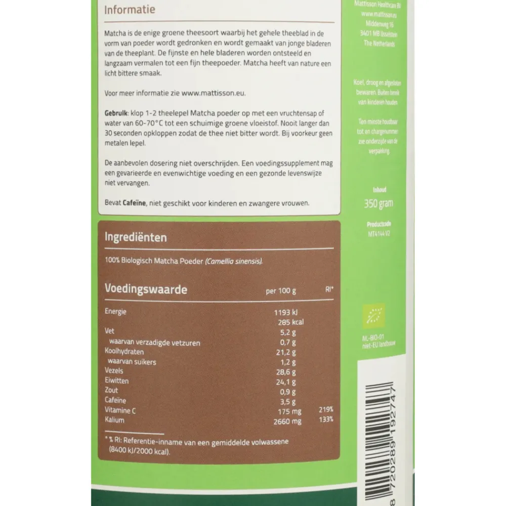 Superfoods<Mattisson Matcha Poeder 350 gr