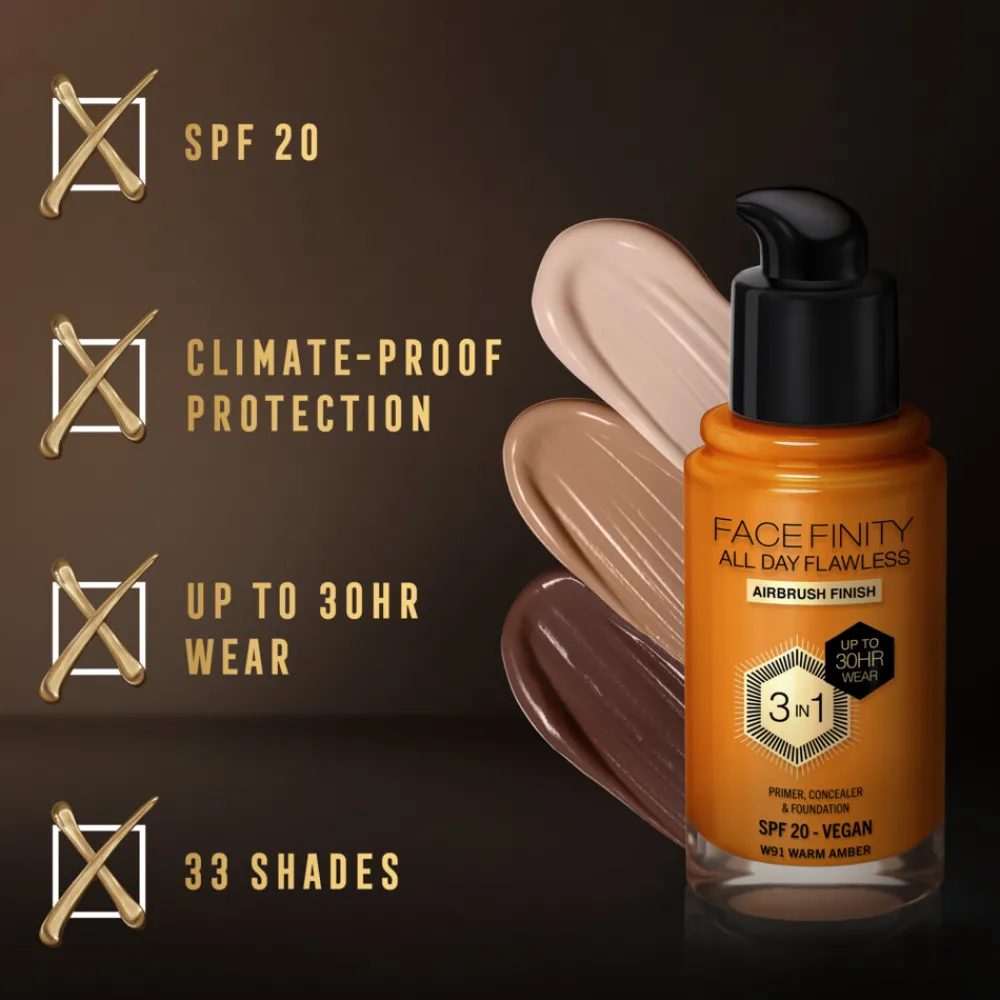 Facefinity All Day Flawless Foundation W91 Warm Amber 34 ml^Max Factor Online