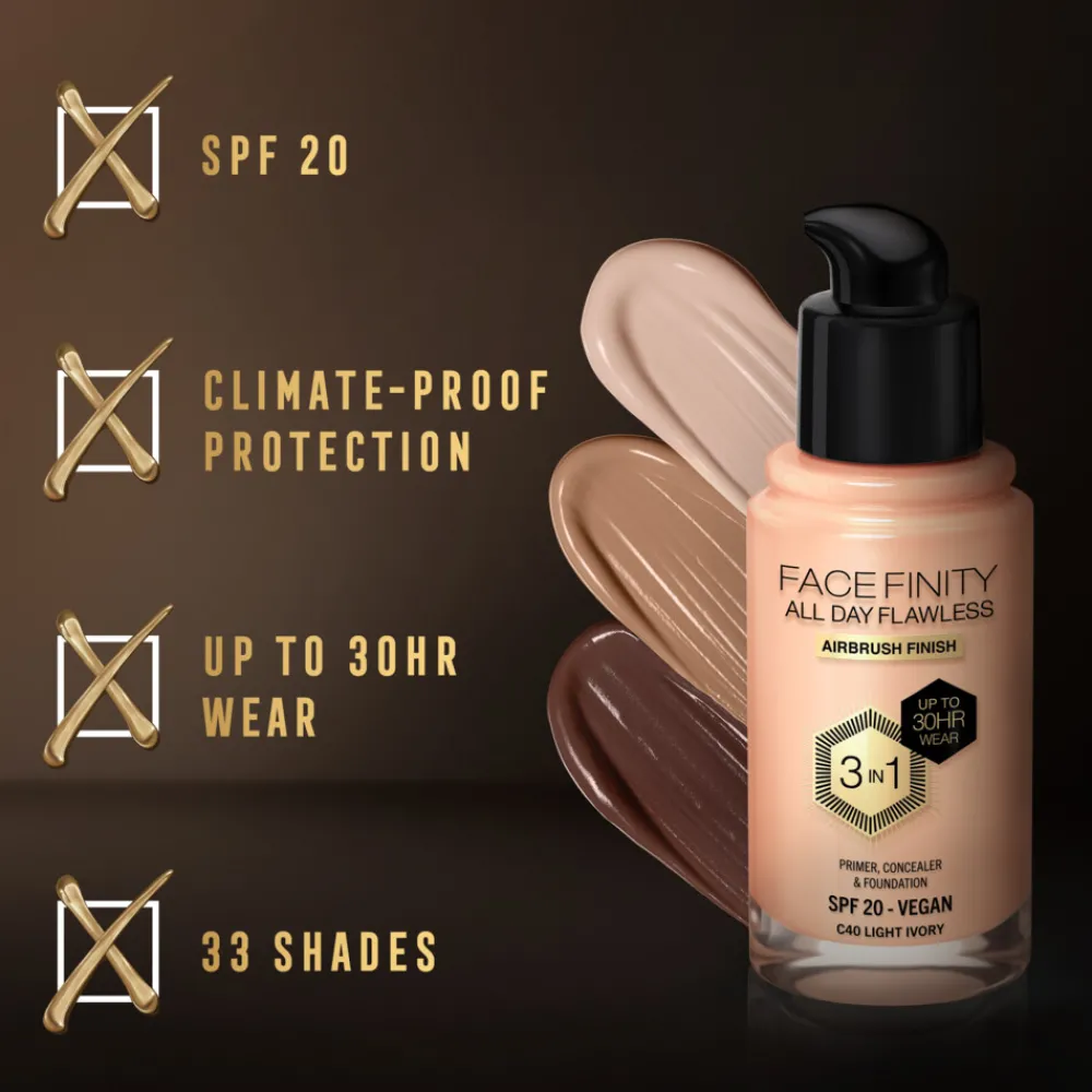 Facefinity All Day Flawless Foundation C40 Light Ivory 34 ml^Max Factor Best