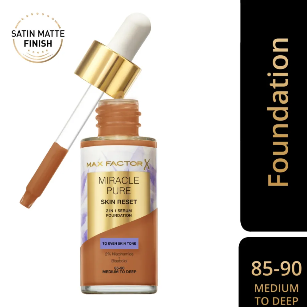Foundation<Max Factor Miracle Pure 2in1 Skin Reset Serum Foundation Medium to Deep 30 ml