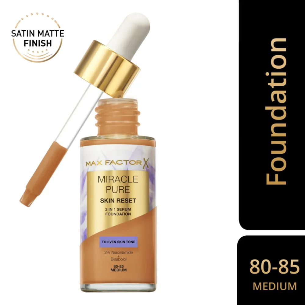 Foundation<Max Factor Miracle Pure 2in1 Skin Reset Serum Foundation Medium 30 ml