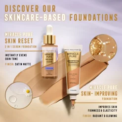 Foundation<Max Factor Miracle Pure 2in1 Skin Reset Serum Foundation Medium 30 ml