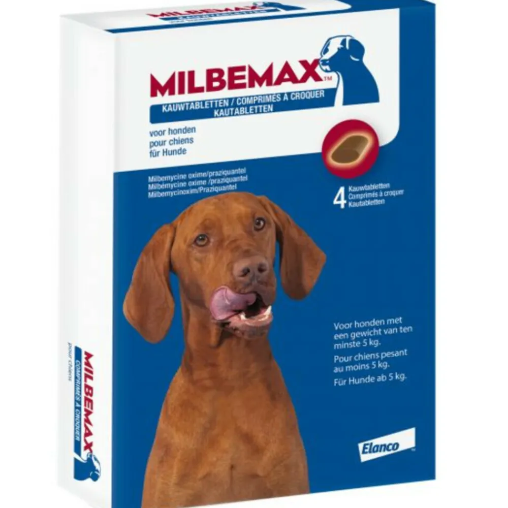 Vlo, Teek & Worm<Milbemax Ontworming Kauwtabletten Hond 5 - 75 kg 4 tabletten
