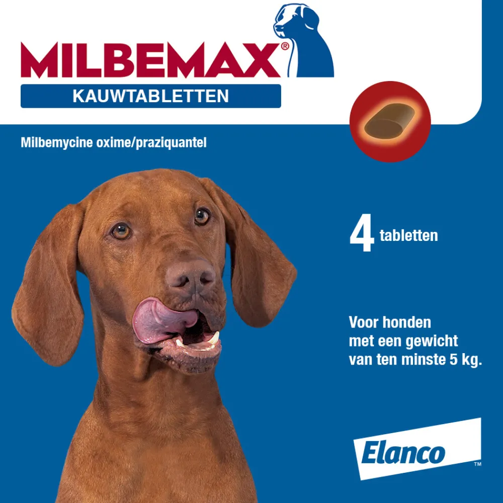Vlo, Teek & Worm<Milbemax Ontworming Kauwtabletten Hond 5 - 75 kg 4 tabletten