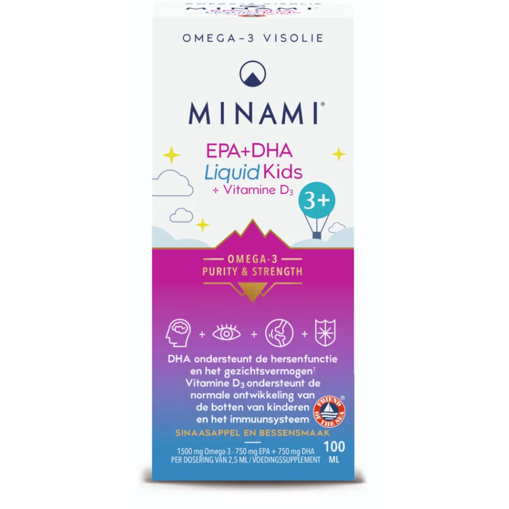 EPA & DHA Liquid Kids + Vitamine D3 100 ml^Minami Online