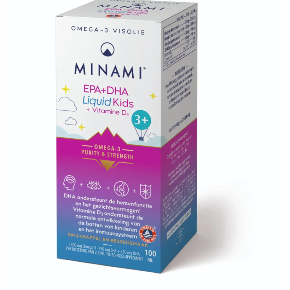 EPA & DHA Liquid Kids + Vitamine D3 100 ml^Minami Online