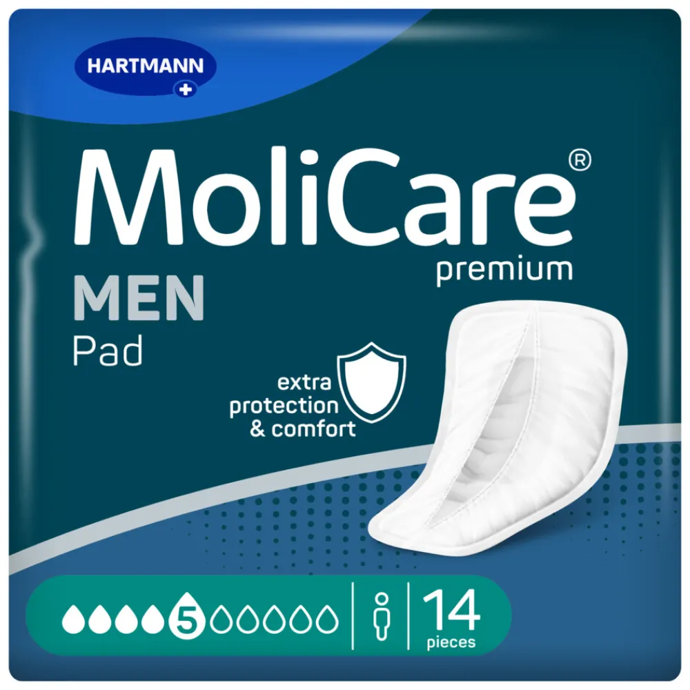 Incontinentie<Molicare Premium Men Pad 5 Druppels 852 ml Absorptie 14 stuks