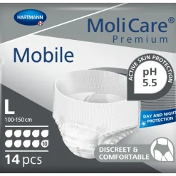 Premium Mobile 10 Druppels Large 2613 ml Absorptie 14 stuks^Molicare Hot