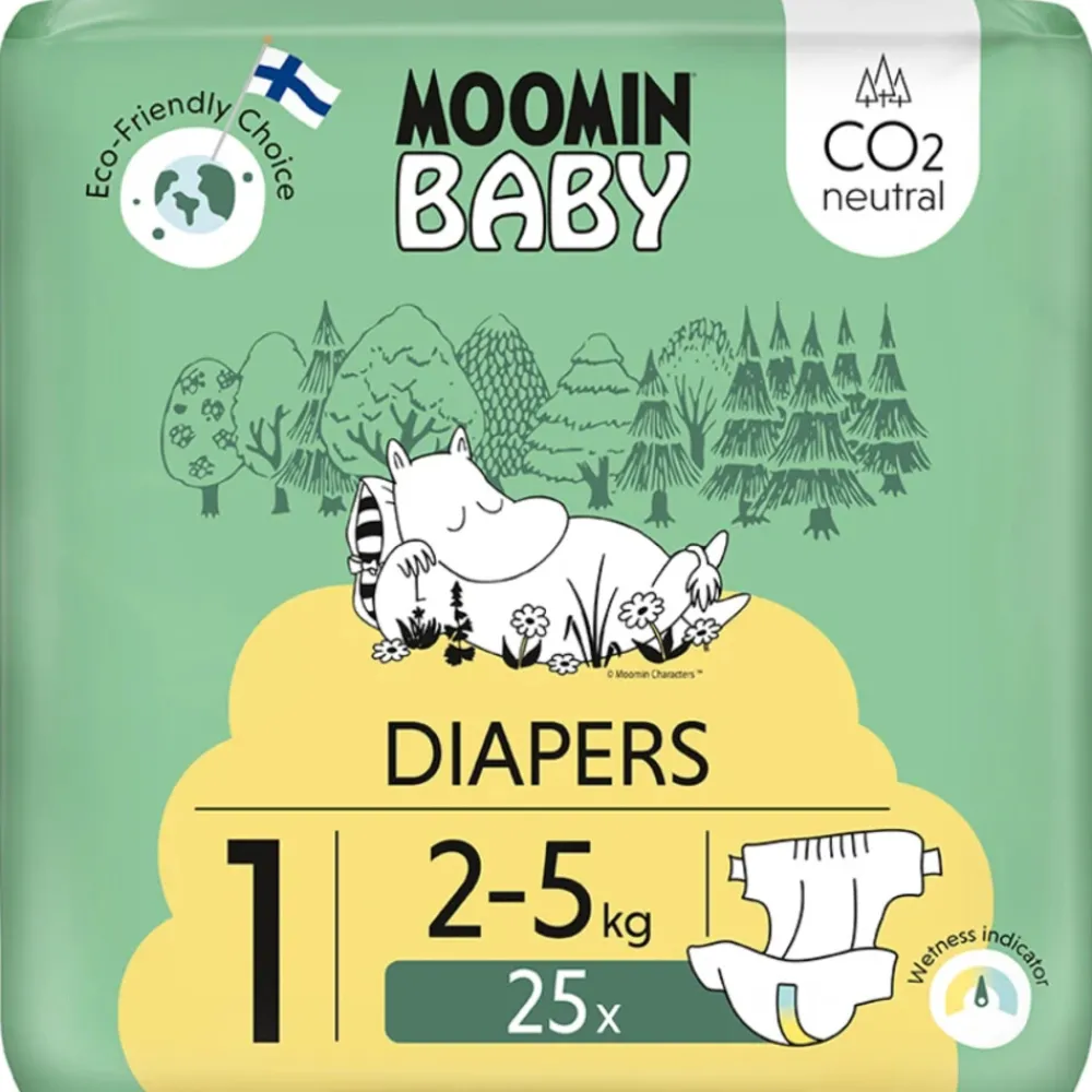 Luiers<Moomin Ecologische Luiers Maat 1 Newborn 25 stuks