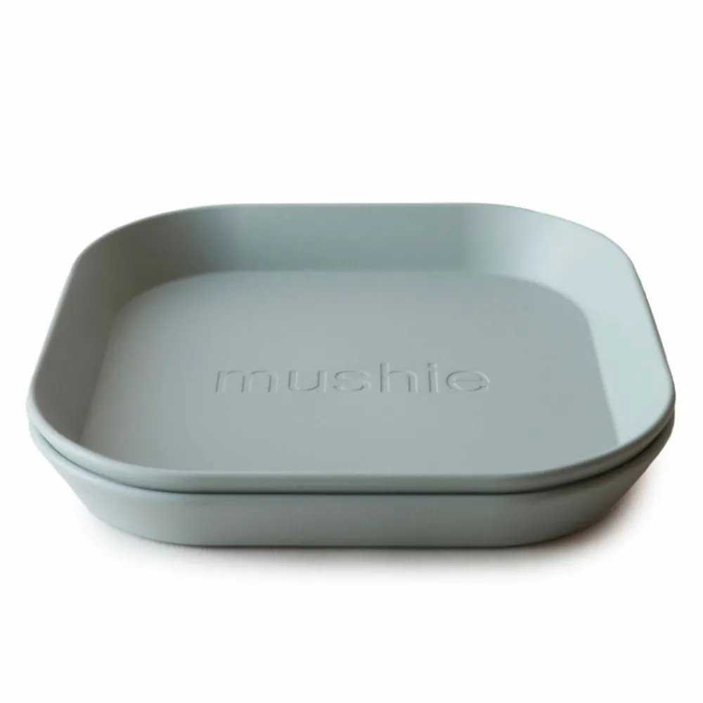 Servies & Drinkbekers<Mushie Borden Set Vierkant Sage 2 stuks