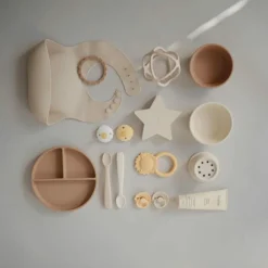 Accessoires<Mushie Slabbetje met Opvangbakje Shifting Sand