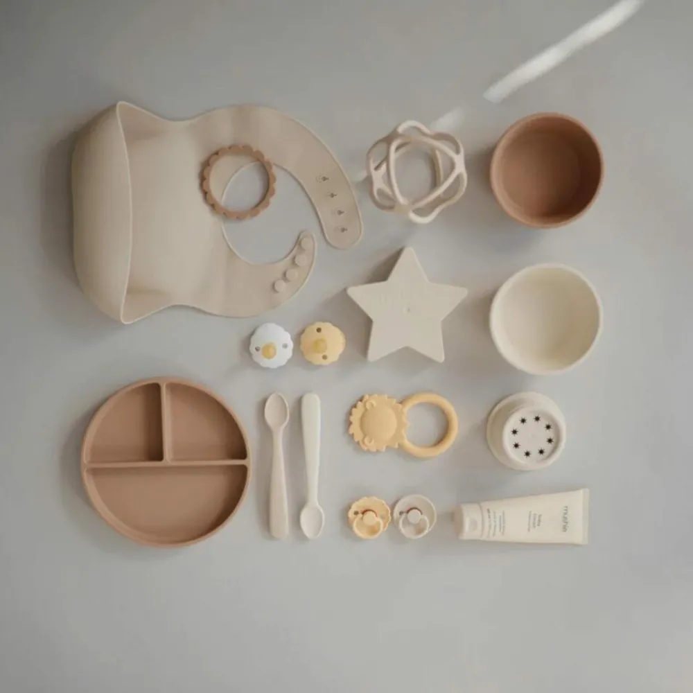 Accessoires<Mushie Slabbetje met Opvangbakje Shifting Sand