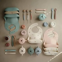 Slabbetje met Opvangbakje Cambridge Blue^Mushie Best