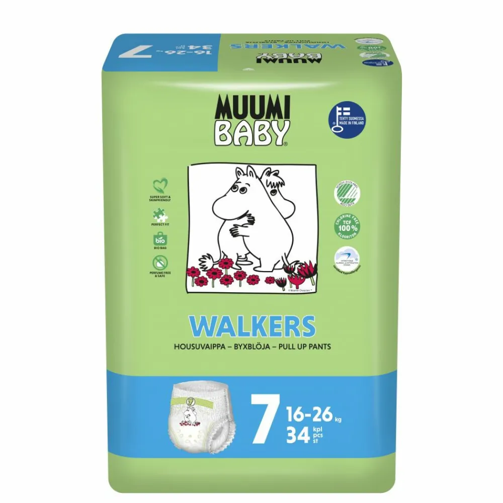 Luiers<Muumi baby Ecologische Luierbroekjes Maat 7 16-26kg 34 stuks
