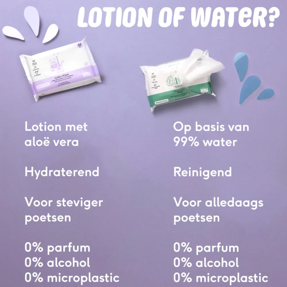 Baby & Kids Lotion Billendoekjes Plasticvrij 3x54 = 162 stuks Babydoekjes