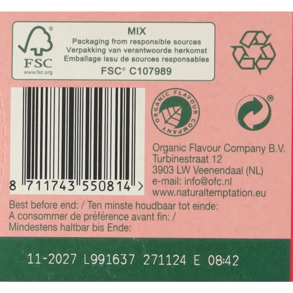 Thee<Natural Temptation Hug In a Cup Theezakjes Gember en Zoet Venkelzaad 18 stuks