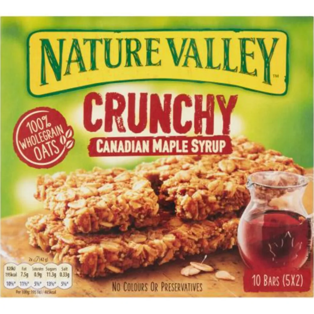 Lactosevrij|Snacks & Tussendoortjes<Nature Valley Crunchy Canadian Maple Syrup 5x2 stuks