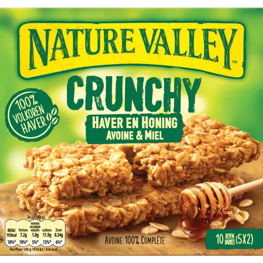 Lactosevrij|Snacks & Tussendoortjes<Nature Valley Crunchy Haver en Honing 5x2 stuks