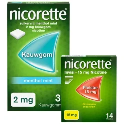 patches 15mg + kauwgom mint 2mg 30 stuks Pakket^Nicorette Online