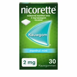 Stoppen Met Roken<Nicorette Suikervrij Kauwgom Menthol Mint 2mg 30 stuks