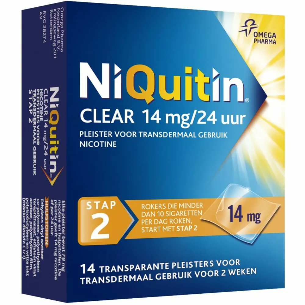 Discount Clear Pleisters 14mg Stap 2 14 stuks Stoppen Met Roken