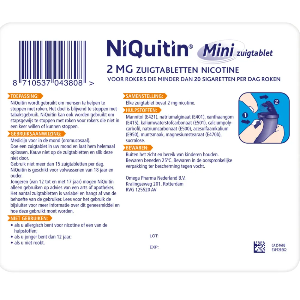Mini Mint 2mg 60 zuigtabletten^Niquitin Sale