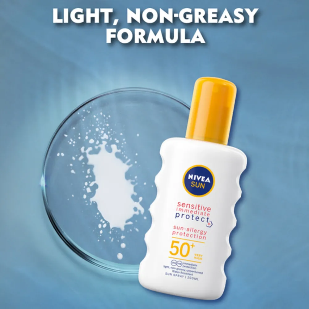 Zonbescherming<NIVEA Sun Sensitive Anti-Allergie Zonnemelk Spray SPF 50 200 ml