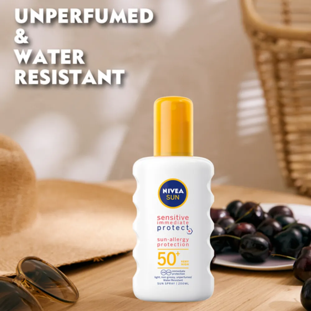 Zonbescherming<NIVEA Sun Sensitive Anti-Allergie Zonnemelk Spray SPF 50 200 ml