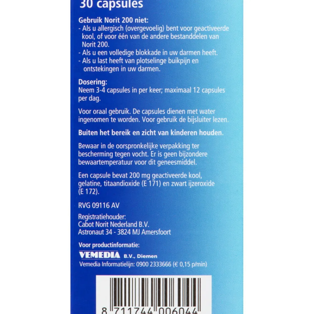 Maag & Darm<Norit Capsules 200 mg 30 stuks