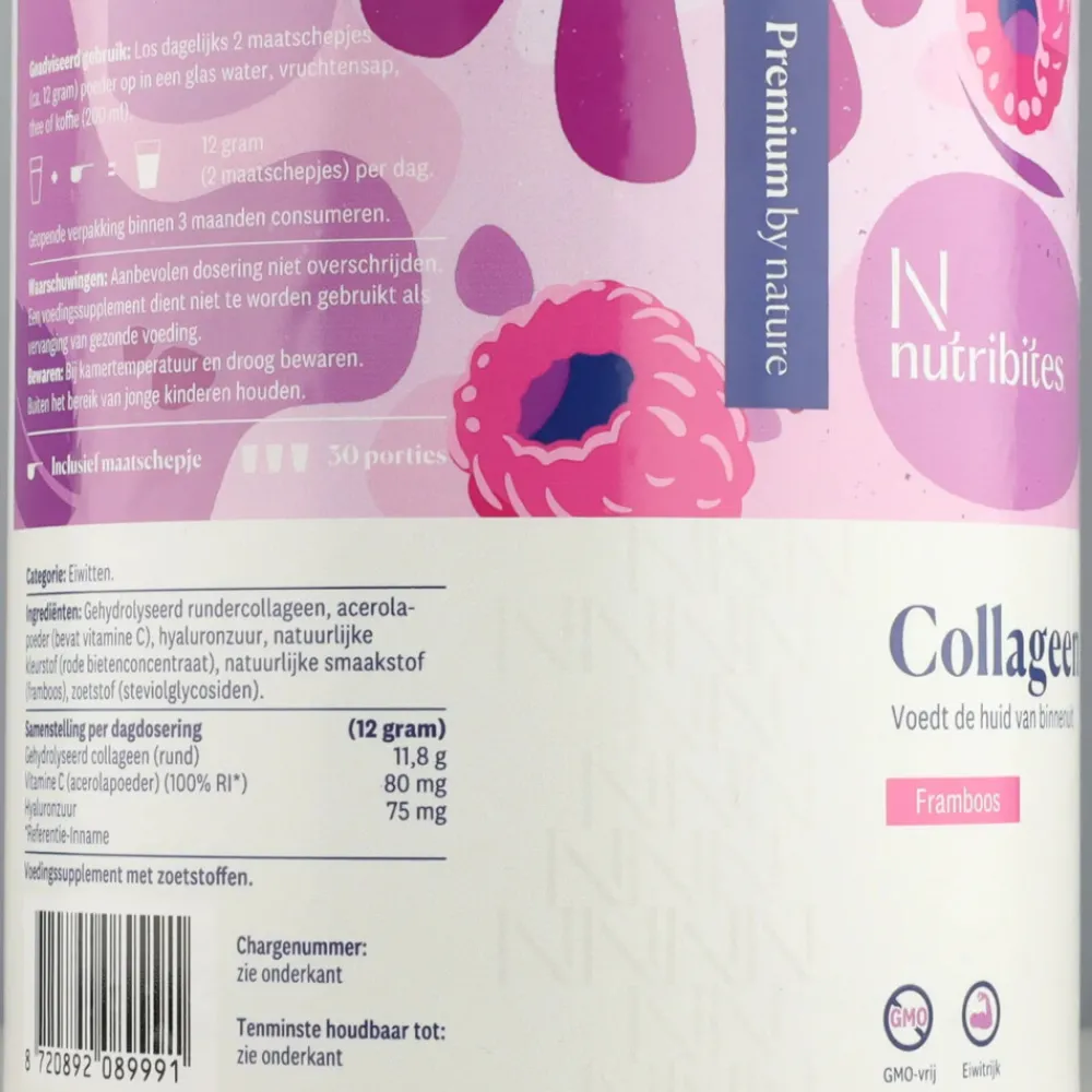 Voor Vrouw Of Man<Nutribites Collageen Framboos Poeder 360 gr