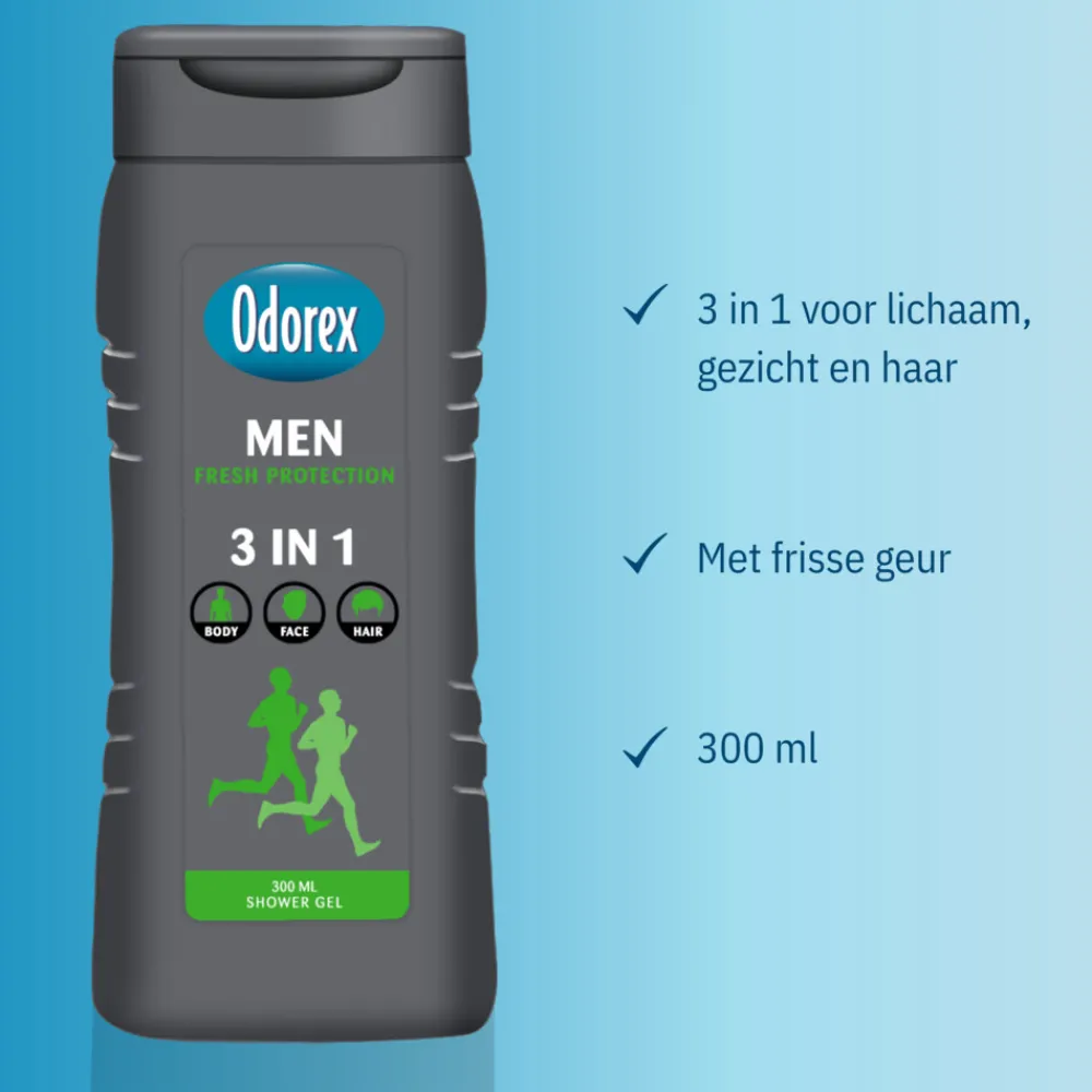 Douchegel For Men 3-in-1 Fresh Protection 300 ml^Odorex Best