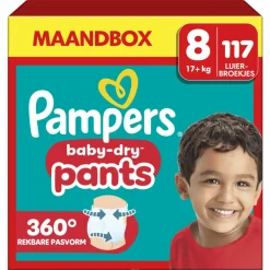 Luiers<Pampers Baby Dry Luierbroekjes Maat 8 (17 kg+) 117 stuks