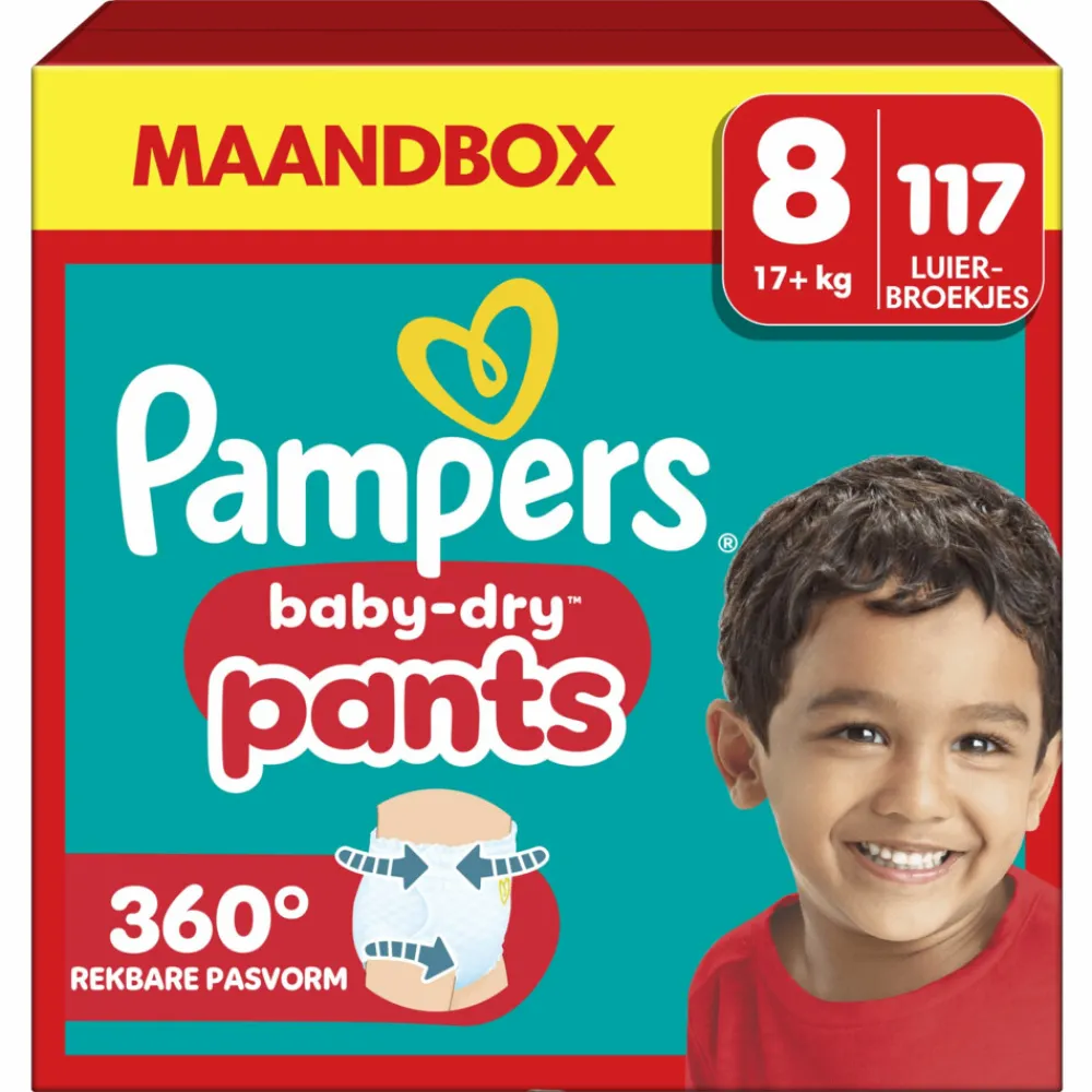 Luiers<Pampers Baby Dry Luierbroekjes Maat 8 (17 kg+) 117 stuks