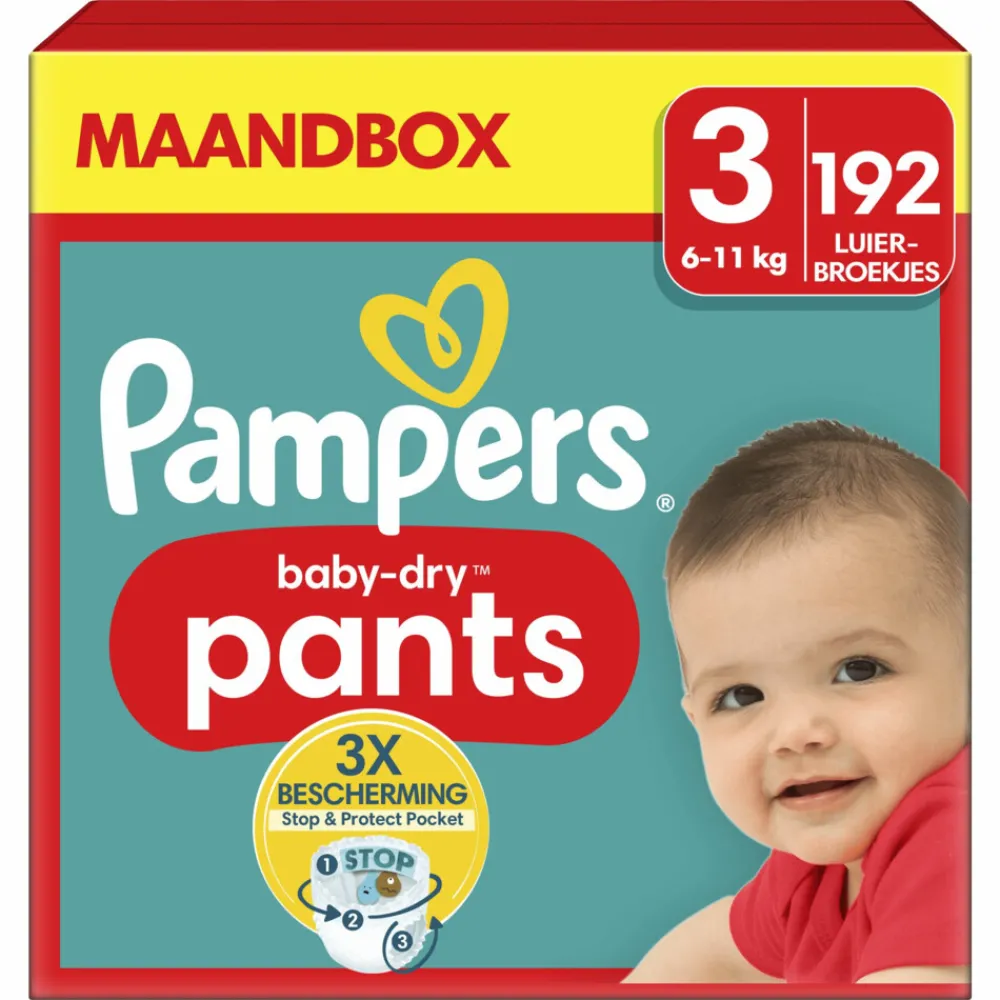 Luiers<Pampers Baby Dry Luierbroekjes Maat 3 (6-11 kg) 192 stuks
