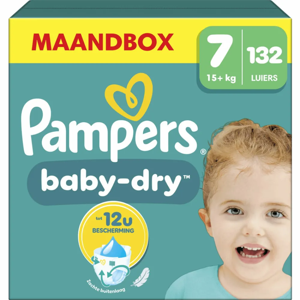 Luiers<Pampers Baby Dry Luiers Maat 7 (15 kg+) 132 stuks
