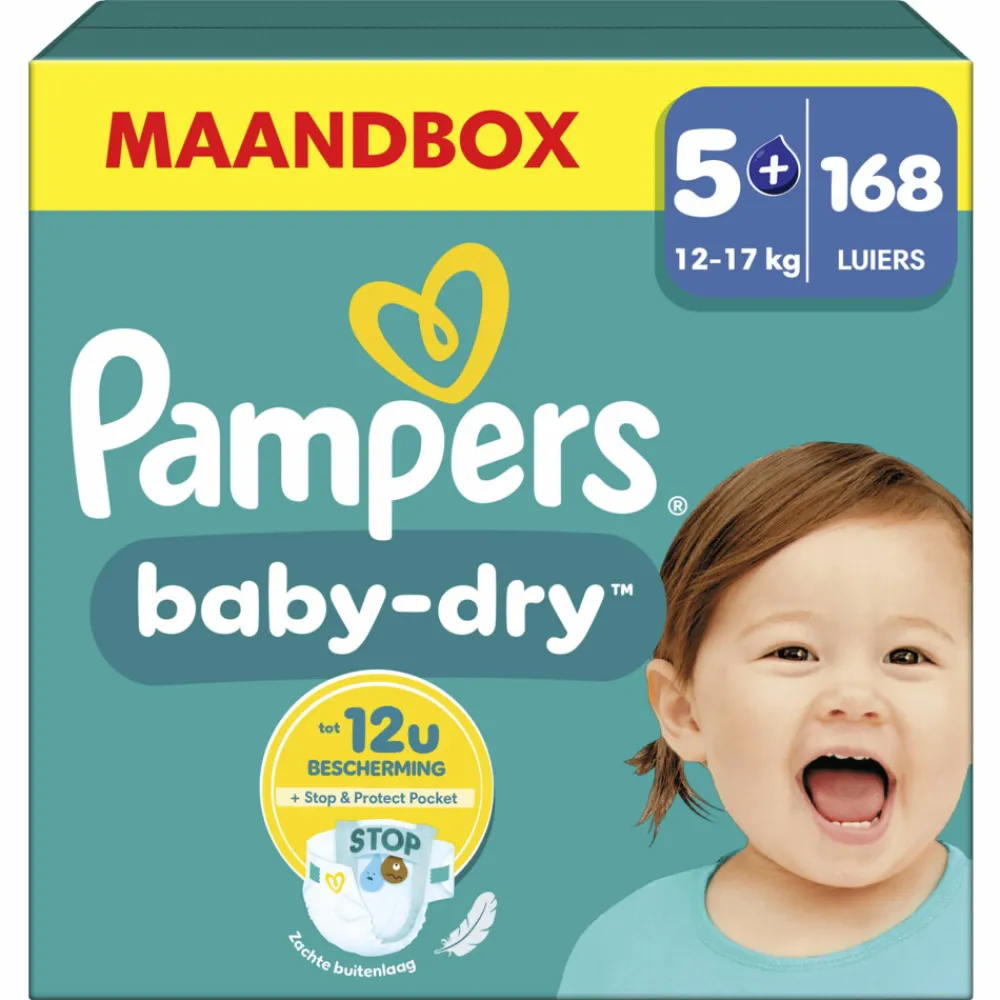 Baby Dry Luiers Maat 5+ (12-17 kg) 168 stuks^Pampers Clearance