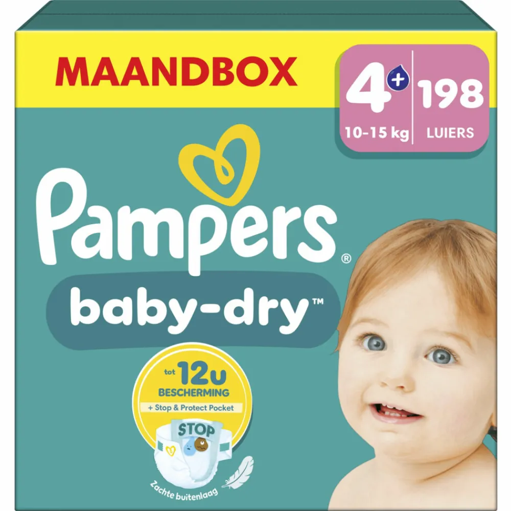 Baby Dry Luiers Maat 4+ (10-15 kg) 198 stuks^Pampers