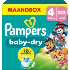 Luiers<Pampers Baby Dry Luiers Paw Patrol Maat 4 (9-14 kg) 222 stuks