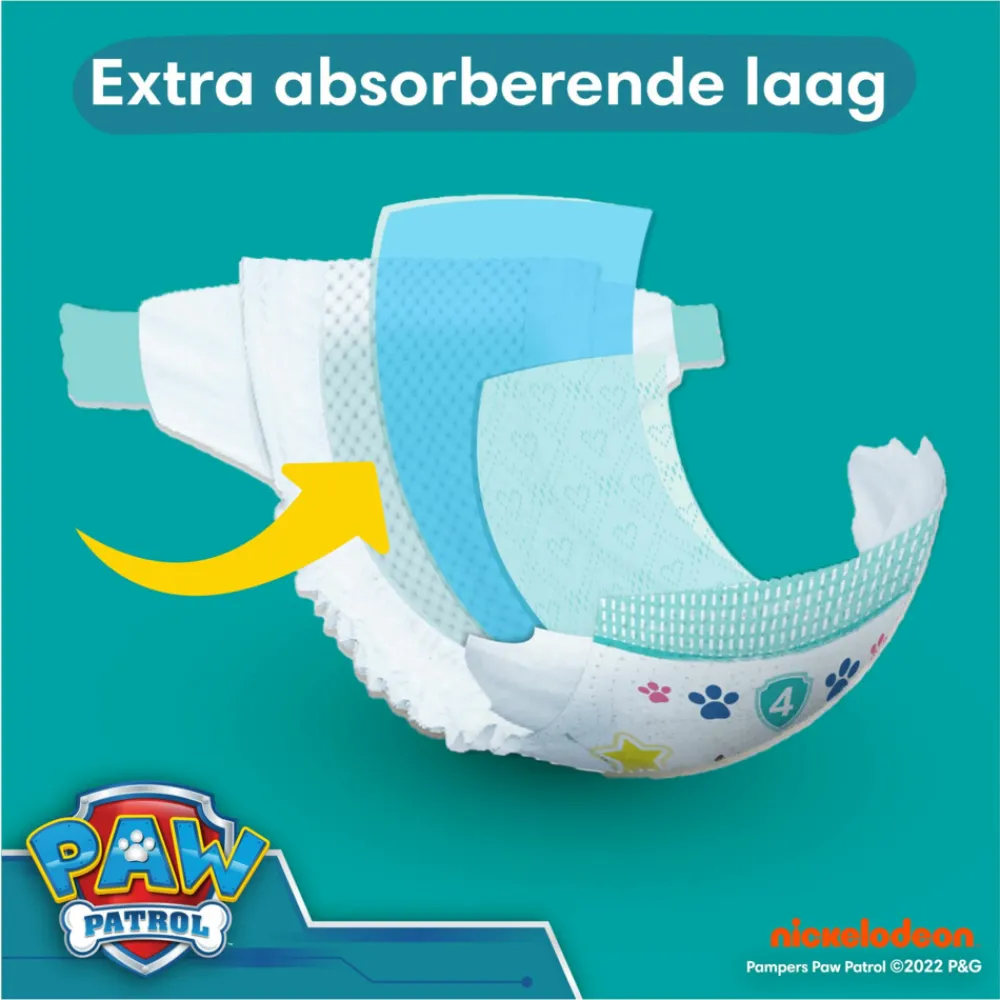 Luiers<Pampers Baby Dry Luiers Paw Patrol Maat 4 (9-14 kg) 222 stuks