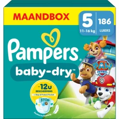 Baby Dry Luiers Paw Patrol Maat 5 (11-16 kg) 186 stuks^Pampers Clearance