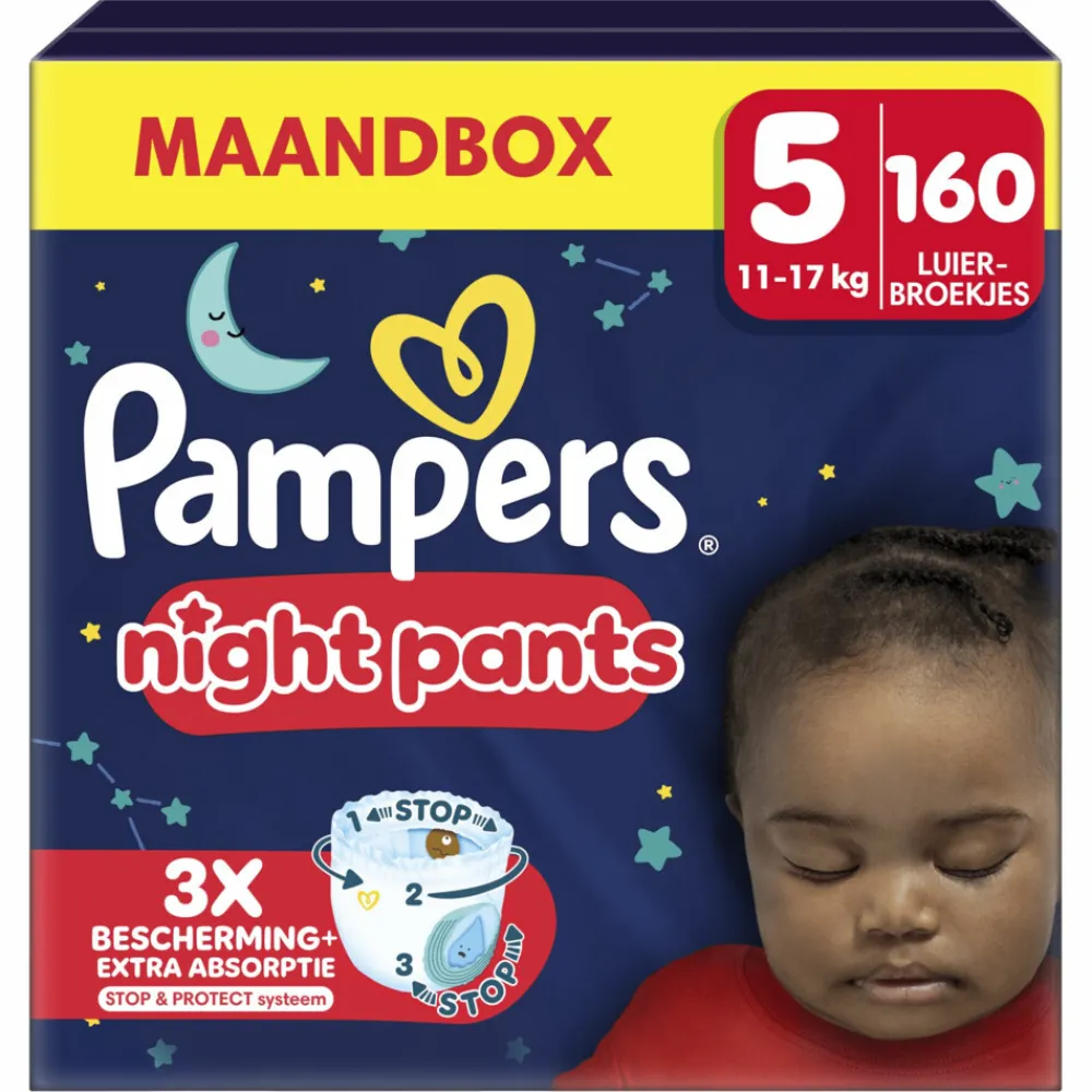 Luiers<Pampers Baby Dry Night Pants Luierbroekjes Maat 5 (11kg-17kg) 160 stuks