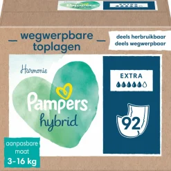 Luiers<Pampers Harmonie Hybrid Wegwerpbare Toplagen Extra Absorberend 92 stuks
