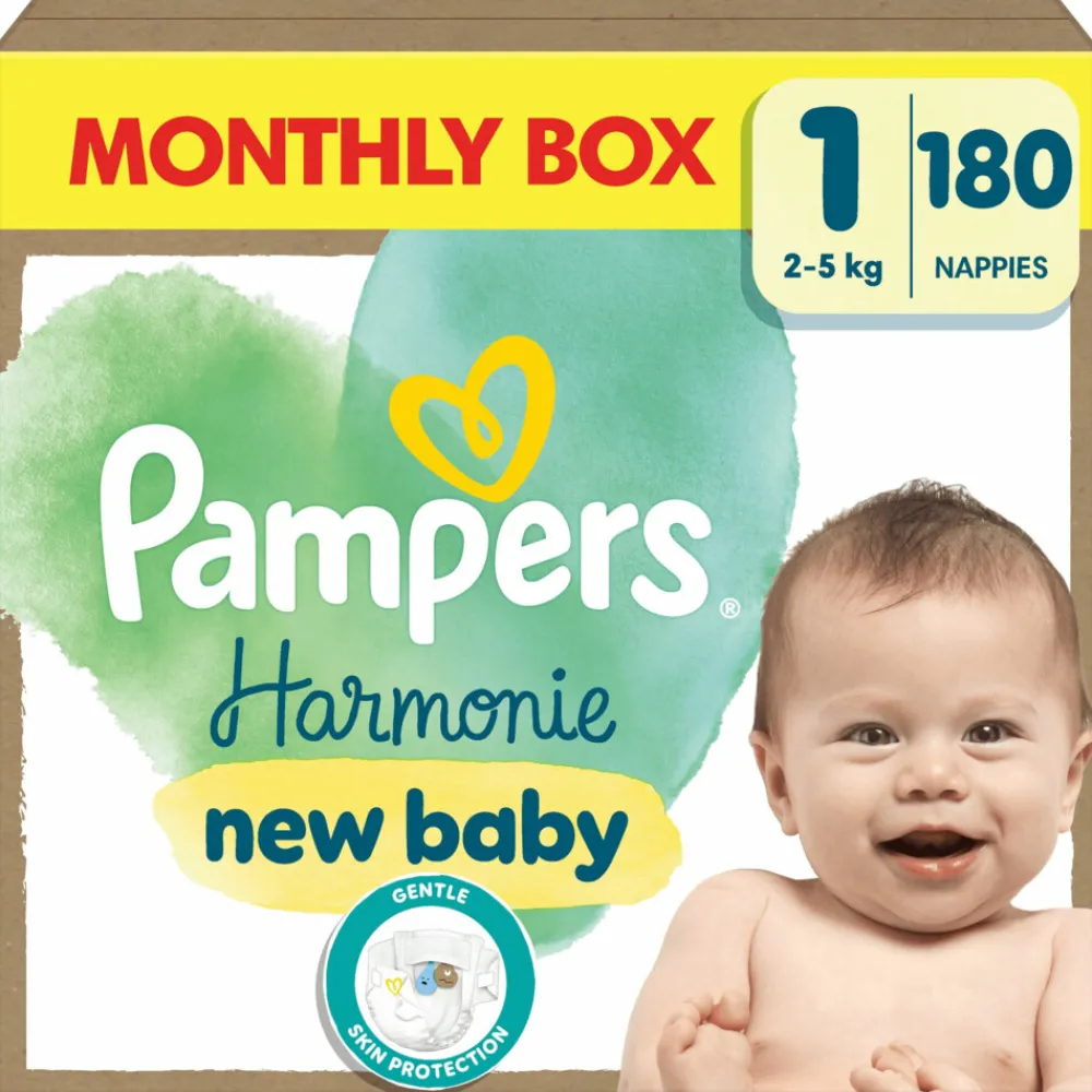 Luiers<Pampers Harmonie Luiers Maat 1 (2-5kg) 180 stuks