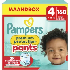 Luiers<Pampers Premium Protection Luierbroekjes Maat 4 (9-15 kg) 168 stuks
