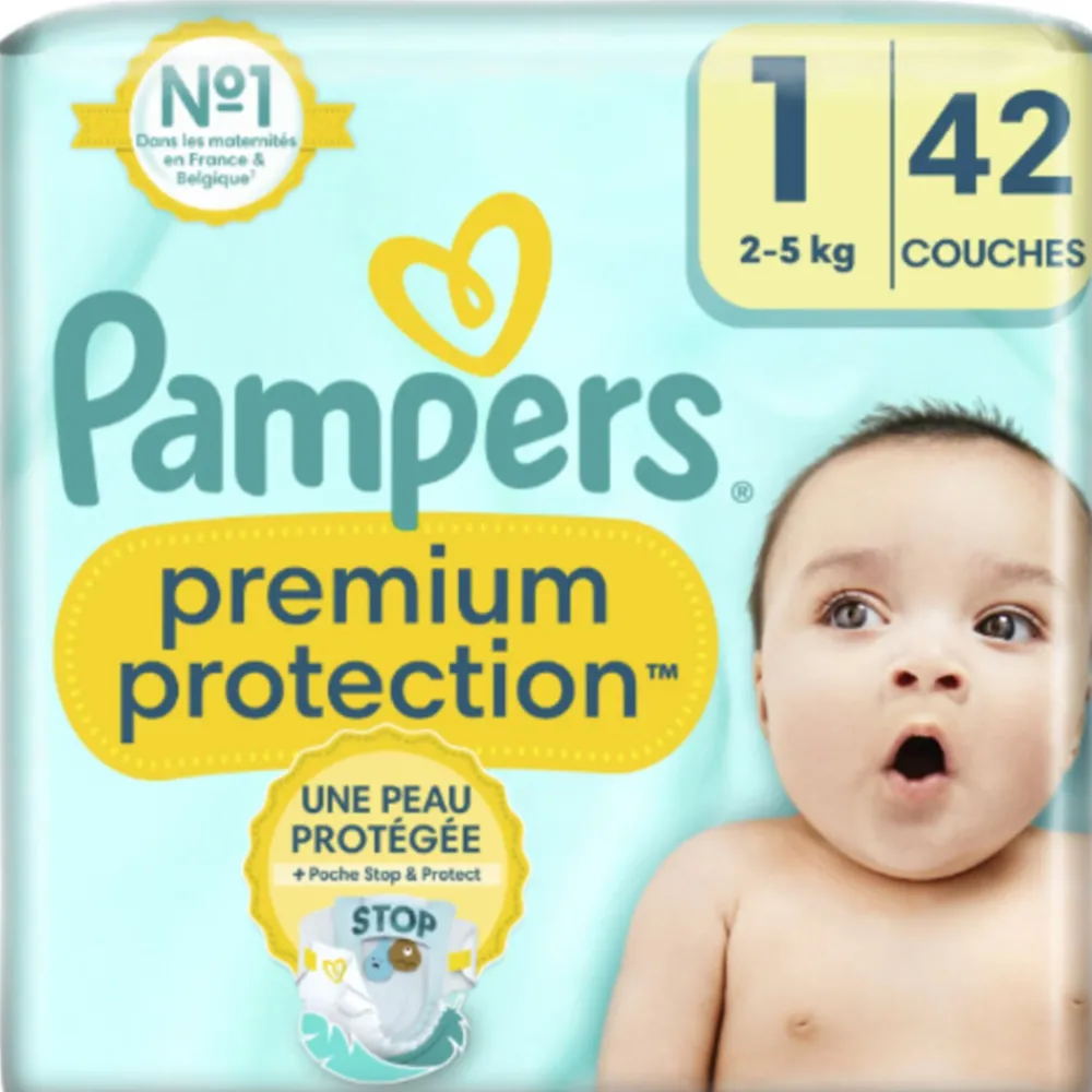 Luiers<Pampers Premium Protection Luiers Maat 1 (2-5kg) 42 stuks